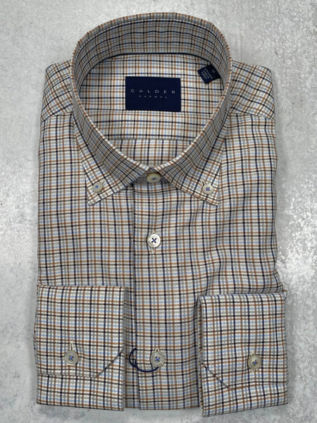 Calder Carmel Luxe Peached Flannel Twill Sports Shirt in Sky Blue