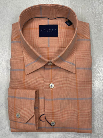 Calder Carmel Luxe Peached Flannel Twill Sports Shirt in Persimmon
