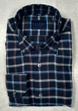 Calder Carmel Luxe Brushed Flannel Twill Sports Shirt in Cadet
