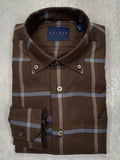 Calder Carmel Luxe Brushed Flannel Twill Sports Shirt in Chocolate