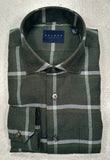 Calder Carmel Luxe Brushed Flannel Twill Sports Shirt in Bottle