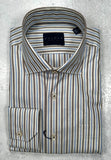 Calder Carmel Ultimate Luxe Twill Stripe Sports Shirt in Chocolate