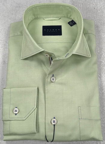 Calder Carmel Solid Panama Melange Sport Shirt in Verde