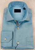 Calder Carmel Solid Panama Melange Sport Shirt in Turquoise