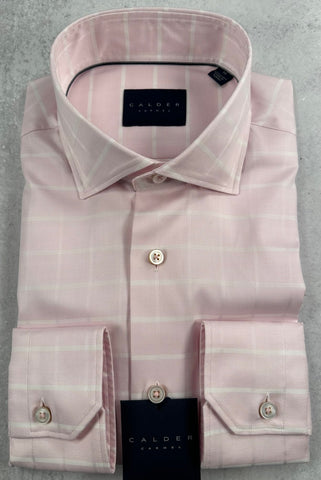 Calder Carmel Solid Twill With Satin Windowpane Sport Shirt in Pink