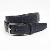 Torino Leather Navy South American Caiman Belt