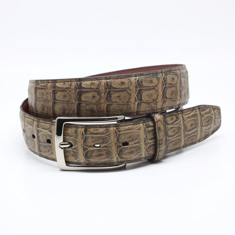 Torino Leather Antiqued Peanut South American Caiman Belt