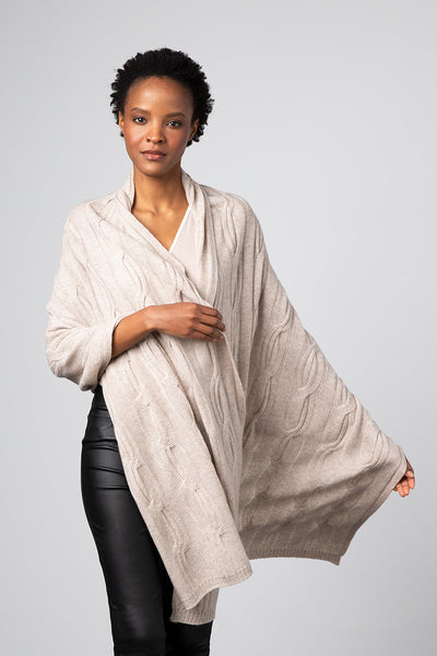Kinross Cashmere Luxe Cable Wrap - LFAC2-303