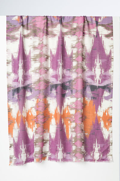 Kinross Cashmere Natural Ikat Print Scarf - LFAS2-224