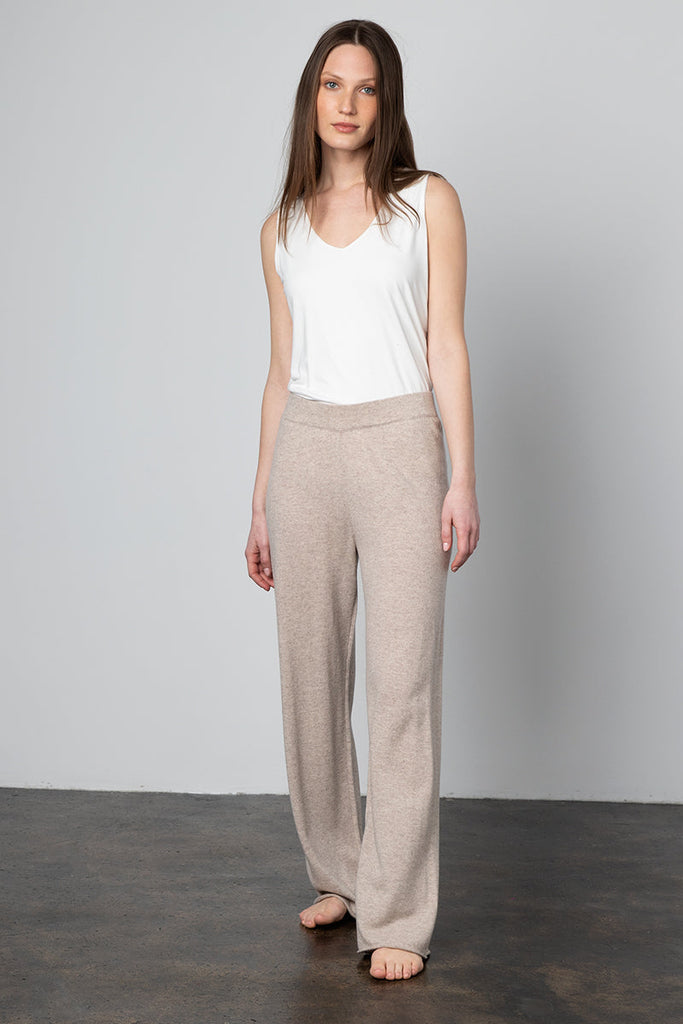 ERES Lounge pants SUGAR with cashmere in ecru/ black