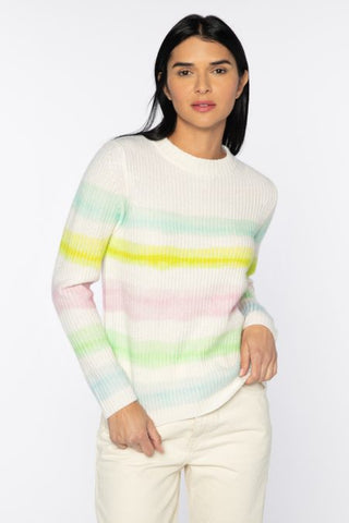 Kinross Cashmere Painted Stripe Crew