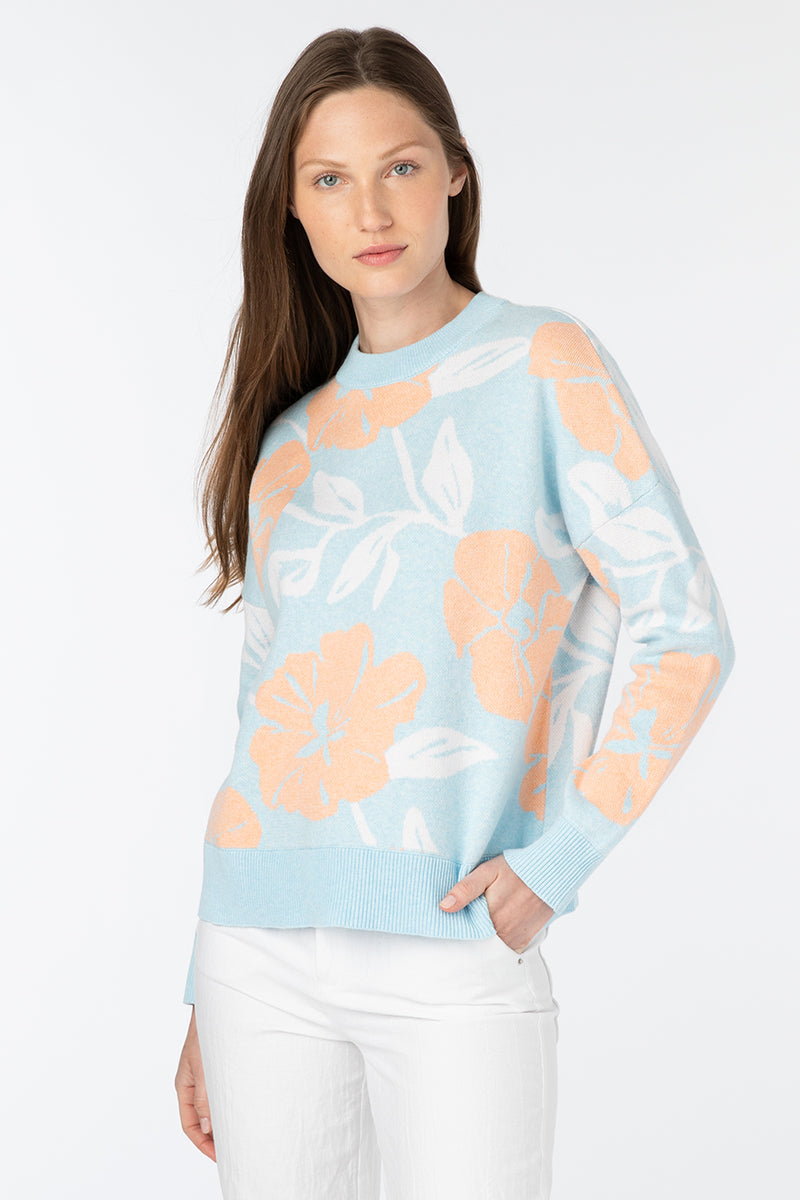Kinross Cashmere Floral Crew - LRSG2-247 – Mark Berman & Son