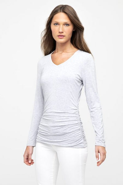 Kinross Cashmere Ruched L/S Vee