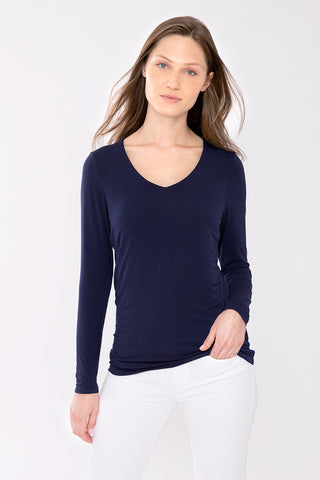 BAMBOO RUCHED LS VEE