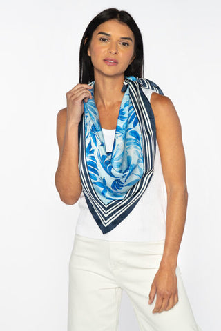 Kinross Cashmere Tropical Floral Square Scarf