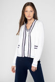 Kinross Cashmere Tipped Vee Cardigan