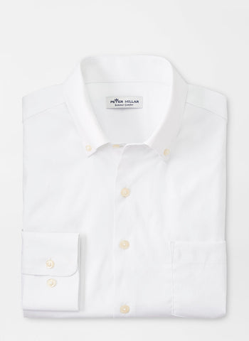 Peter Millar Collins Performance Oxford Sport Shirt In White